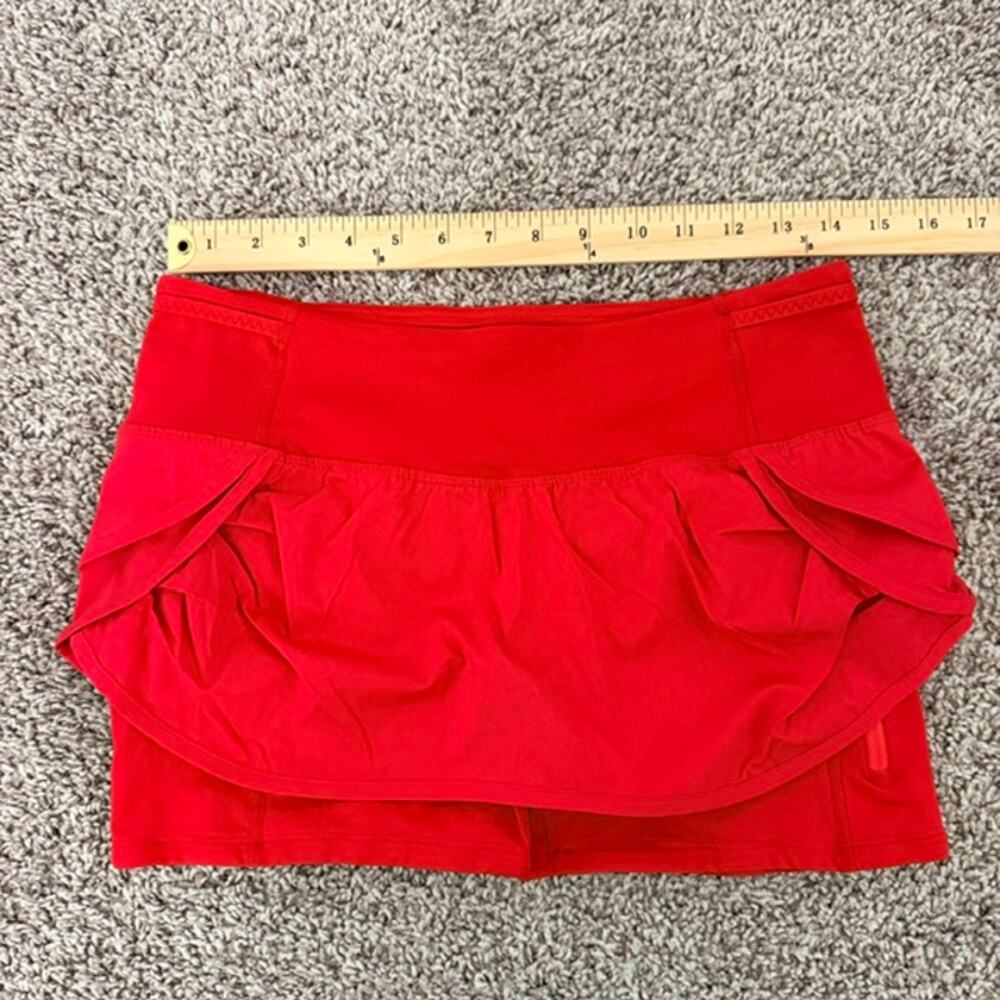 Lululemon Run Speed Squad Skirt‎ Compression Shorts Pocket Currant Red Women's 6 - Picture 8 of 12